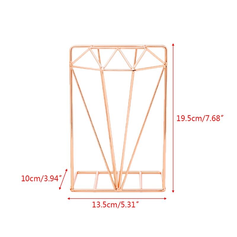 Diamond Shaped Metal Bookends Desk Organizer Book Support Stand Storage