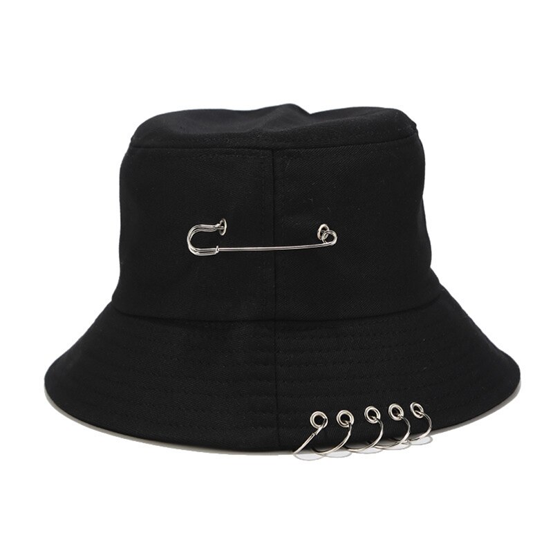 Berretto di Pesca pieghevole Anello di Ferro Ciclismo Cappello Della Benna di Estate di Modo di Autunno di Colore Solido del Sole Pesca Cappello da Pescatore Casual Cappelli Unisex: black