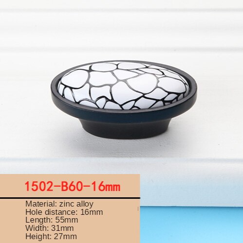 Black/White Ceramic Furniture Handle American Style Simple Kitchen Cabinet Handle Wardrobe Round Drawer Knob: 1505-B60-16