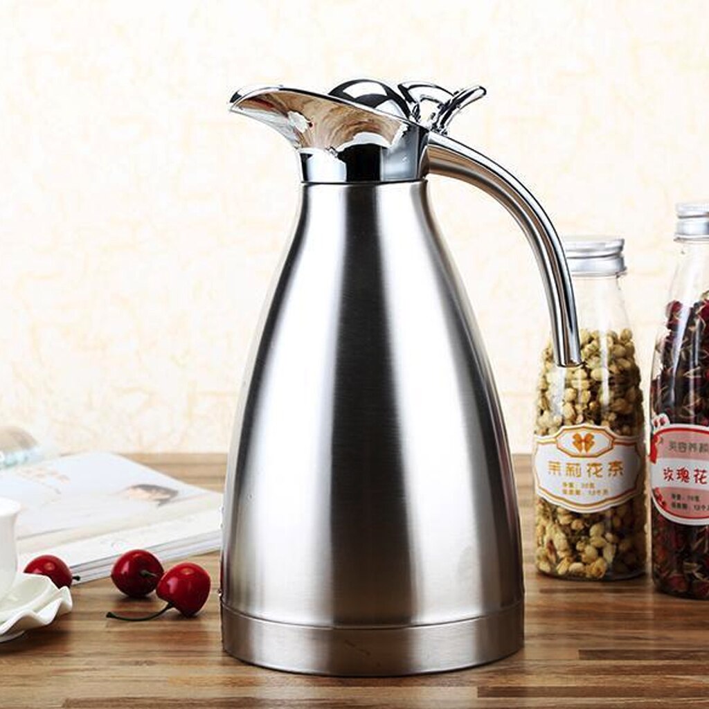 Stainless Steel 2L Thermal Flask Vacuum Kettle Hand Pressing Type Coffee Tea Milk Pot Thermo Jug Vacuum Insulated Bottle