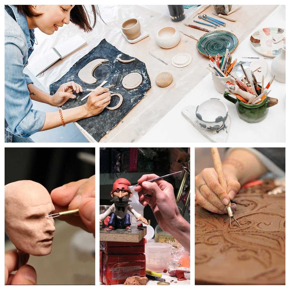 61PCS Ceramic Clay Tools Set Polymer Clay Tools Pottery Tools Set Wooden Pottery Sculpting Clay Cleaning Tool Set tool sculpture