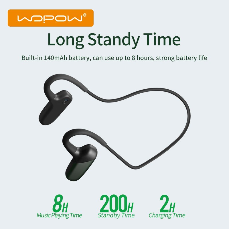 ] WOPOW B06 Bone Conduction Bluetooth Wireless Headset with Mic Open-ear Earphone with USB Long Standby Time Sports Earphone