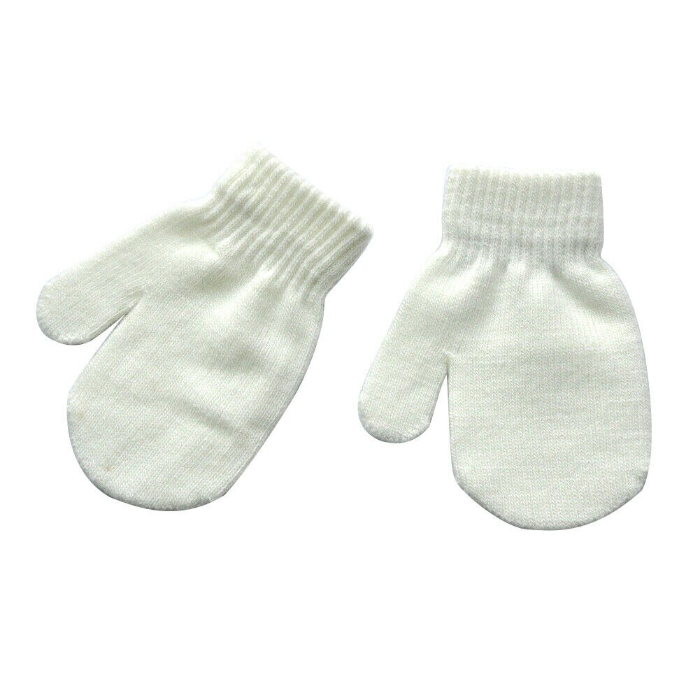 Pudcoco outono inverno da criança dos miúdos do bebê menino meninas bonito macio tricô luvas quentes bebê cor sólida mittens: WHITE