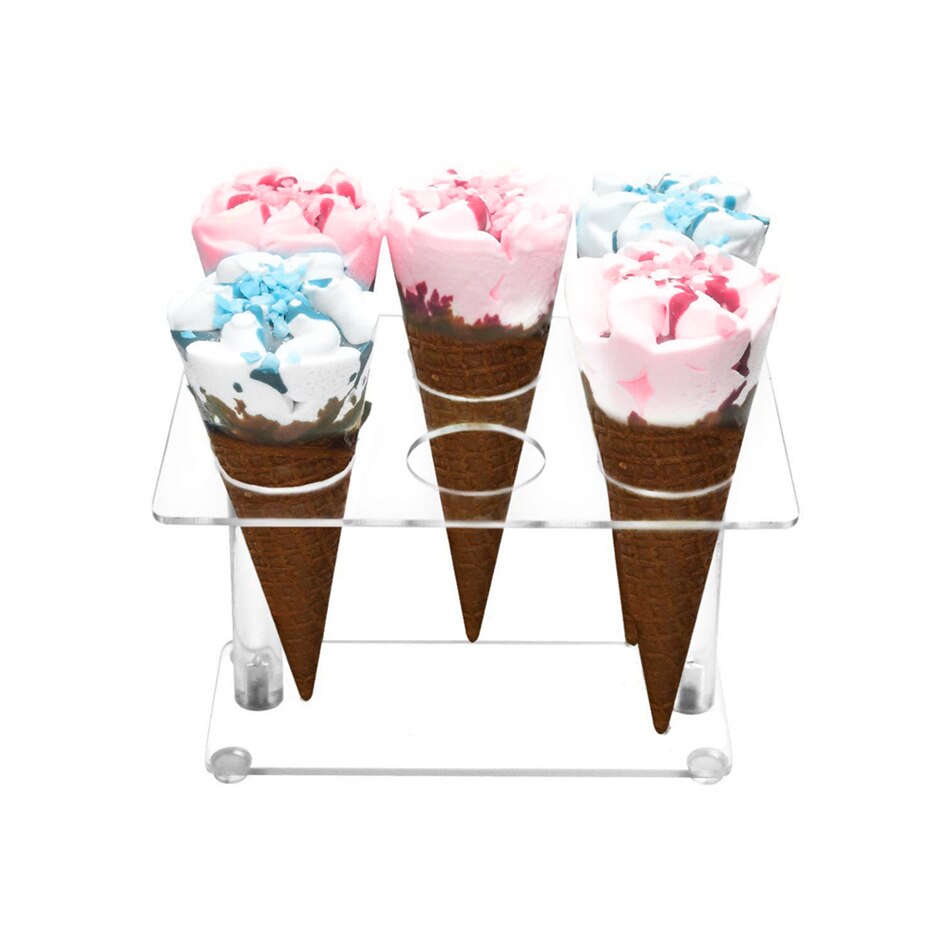 VOGVIGO 6 Hole Ice Cream Cone Ice Cream Cone Sushi Roll Acrylic Stand for Marshmallow Waffle Popcorn Sugar Cone
