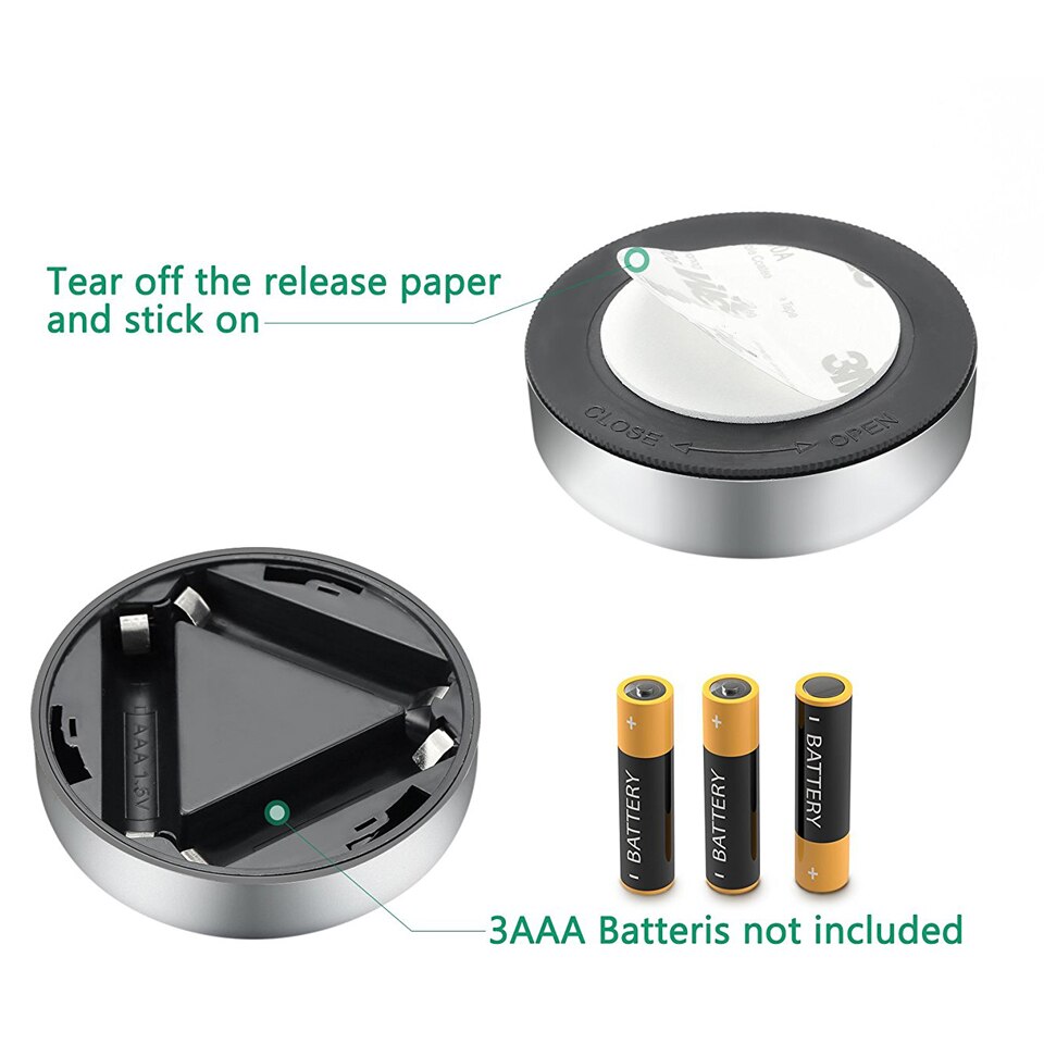 Touch led under skap lys 3 led led puck lys skap skap vitrine skuff garderobe lampe batteridrevet nattlys