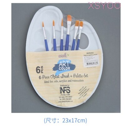 1 pçs paleta de plástico adicionar 6 pincel de tinta caneta pintura de arte bandeja de desenho de plástico paleta de cores para pintura a óleo aquarela pálete: 23x17cm-blue pen