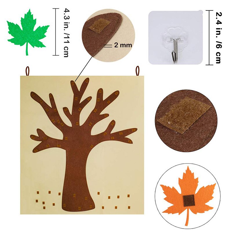 Fall Tree Of Thanks Craft Kit Felt Fall Tree Board with 52 Pcs Detachable Autumn Leaf Ornaments Autumn Bulletin Board for Kids C
