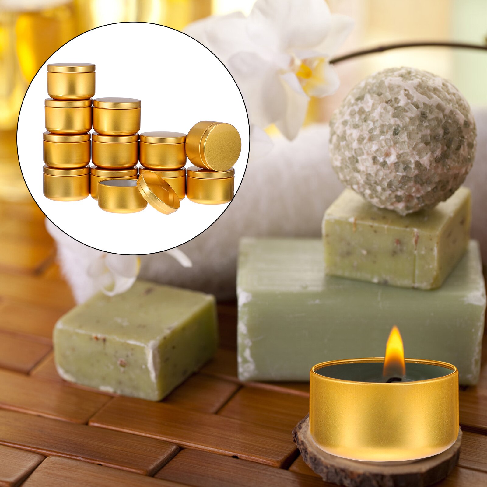 12PCS Candle Tin Travel Tins Round Metal Tins Candle Containers Candle Jars