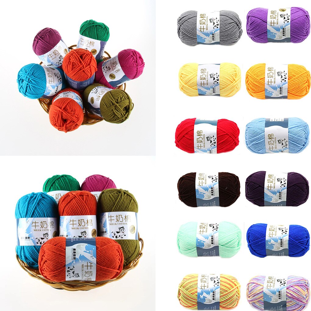 7 Shares Multi Color Cotton Silk Knitting Yarn Soft Warm Baby Yarn For Hand Knitting Thread Supplies
