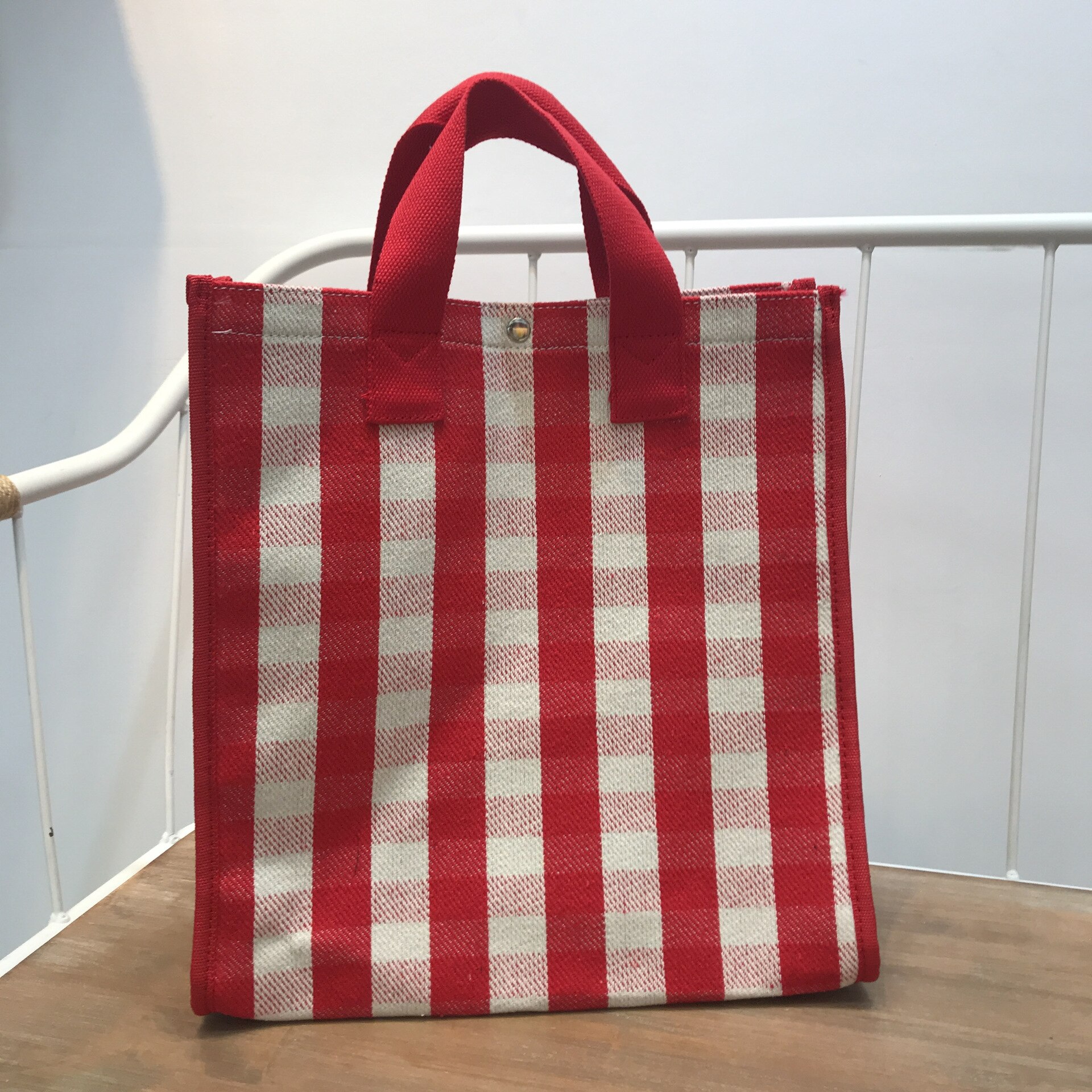 Kvindelig lærredstaske kvinder skulder studerende bulk miljømæssig bærbar indkøbstaske vandtæt indkøbstaske: Rød