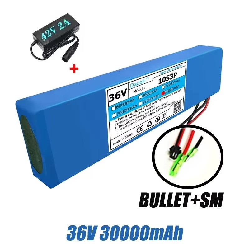 36V 10S3P 30Ah 1000W Lithium Battery Pack with BMS, High-Capacity 18650 Rechargeable Battery for E-Bike/Scooter/Electric Vehicle: Pink
