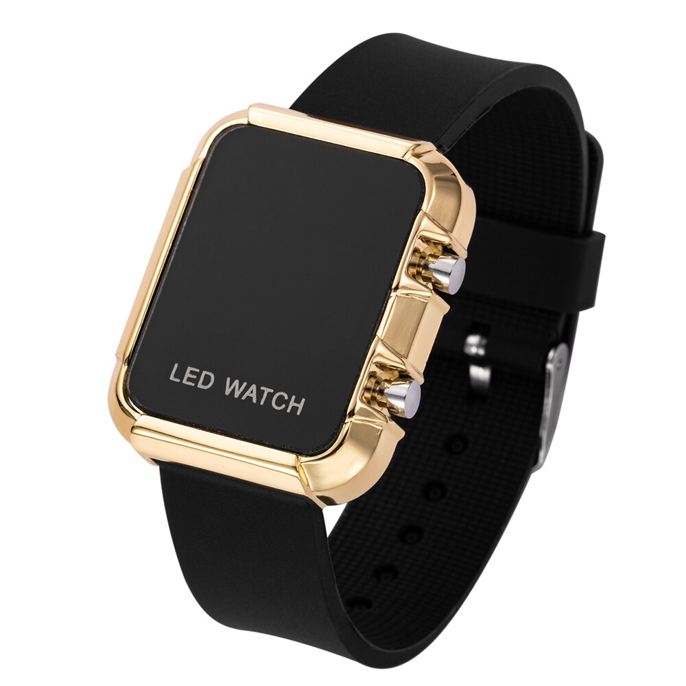 Digitale LED Uhren Jungen Mädchen Kinder Kinder Studenten Sport Neue Mens Frauen Förderung Kunststoff Outdoor Armbanduhren: black gold