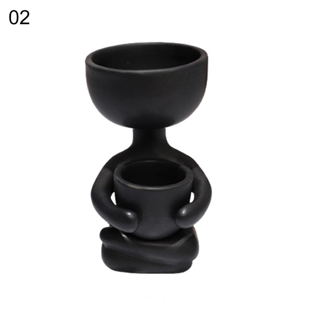 Mini vaso de cerâmica humanóide, vaso de plantas fofo criativo para plantas diy vaso de flores decoração para casa escritório: 02