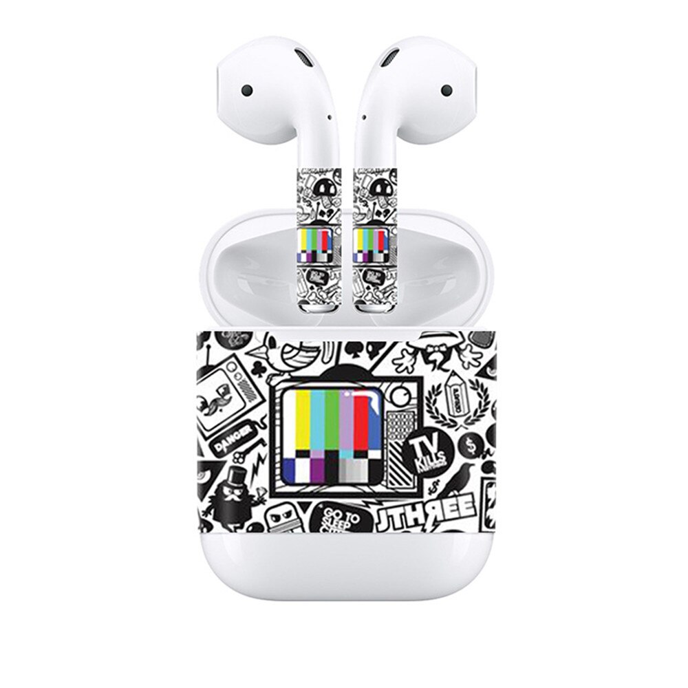 Caso protetor de poeira bonito adesivo interno para airpods 1 2 airpod pele capa protetora adesivos para apple air pods envoltório completo adesivo