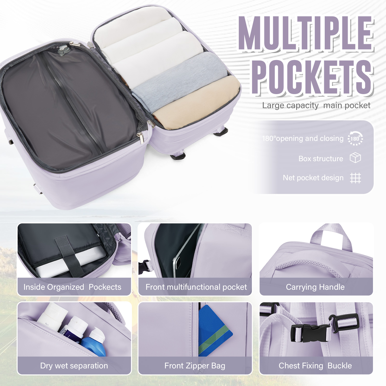Grote reisrugzak Vacuümcompressierugzak voor dames Reizen Carry on Business Day, Ryanair-rugzak 40x20x25 reistas