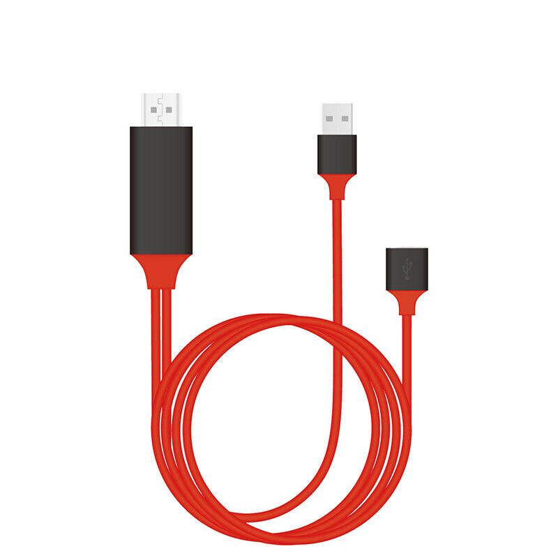 Universal hdmi spejling kabel telefon til tv hdtv 1080p adapter til iphone/ipad/android type-c til hdmi: Rød