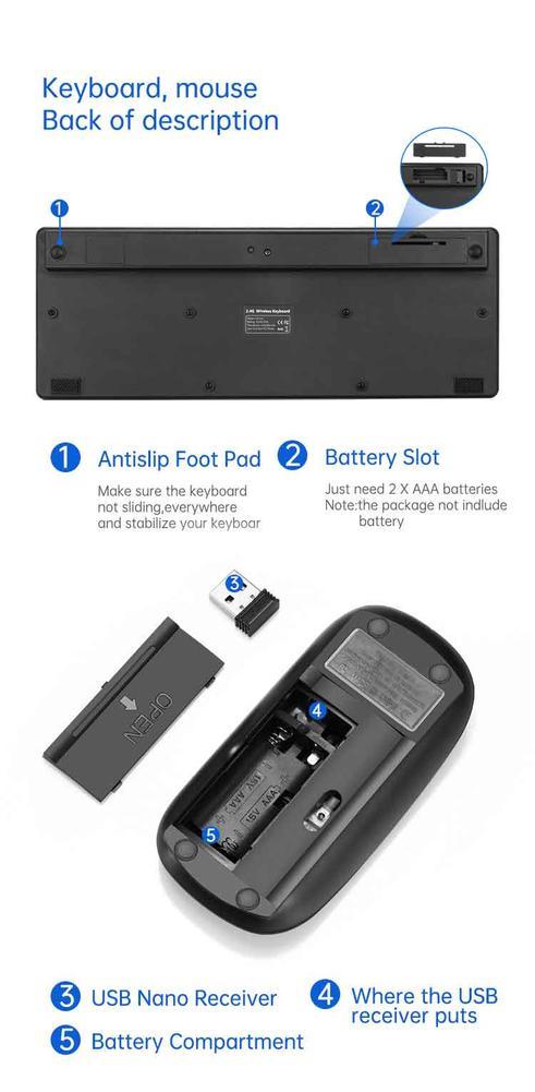 2.4g Wireless Keyboard Mouse Set Portable 10m Distance Keyboard Set With Usb Wireless Receiver Computer Peripheral