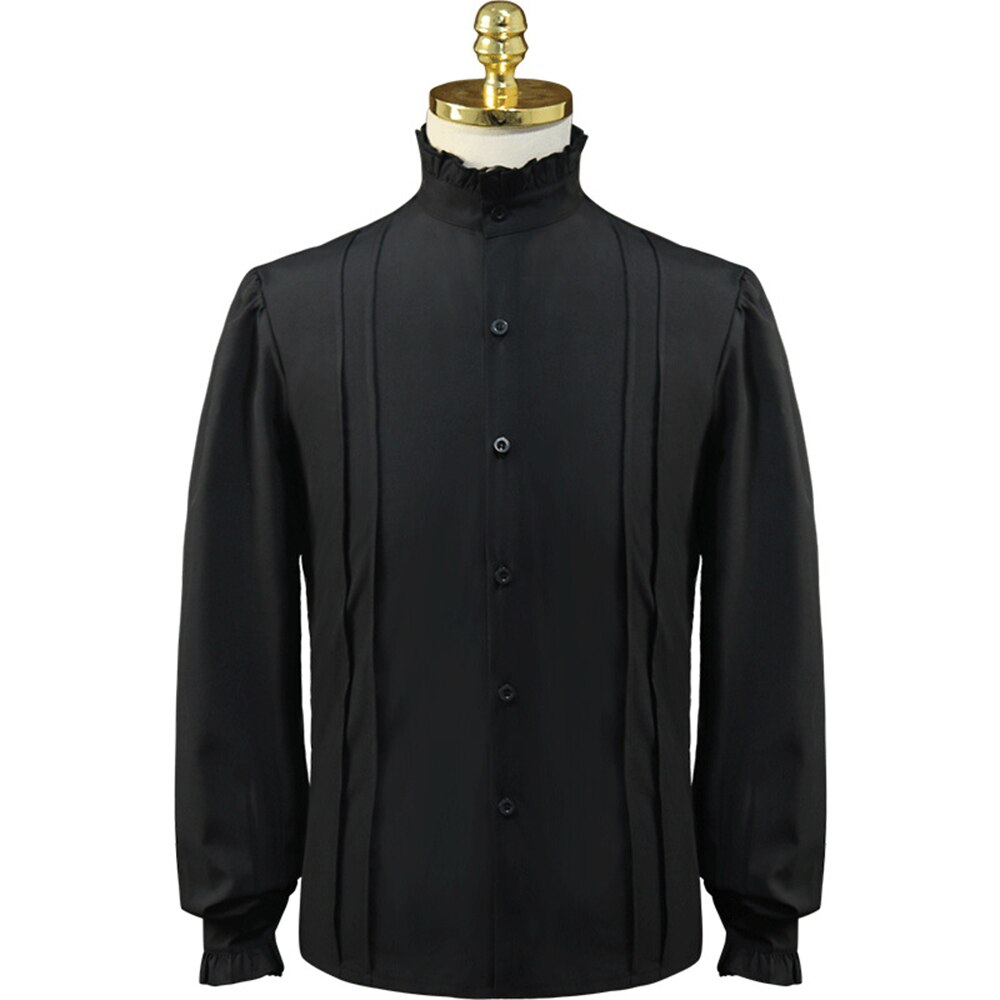 SISHION 2022 Men's Renaissance Clothing Shirt Medieval Steampunk Pirate Tops Chemise Homme White Vintage Shirts for Men VD1987: black / M