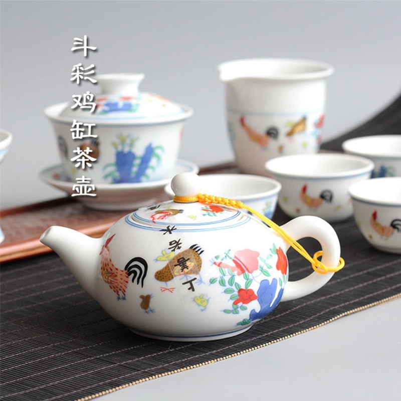 Juego de té chino de gallo arcaístico, tetera, juego de tazas, artículos de té para el hogar, juego de Ceremonia de té, juego de té de porcelana