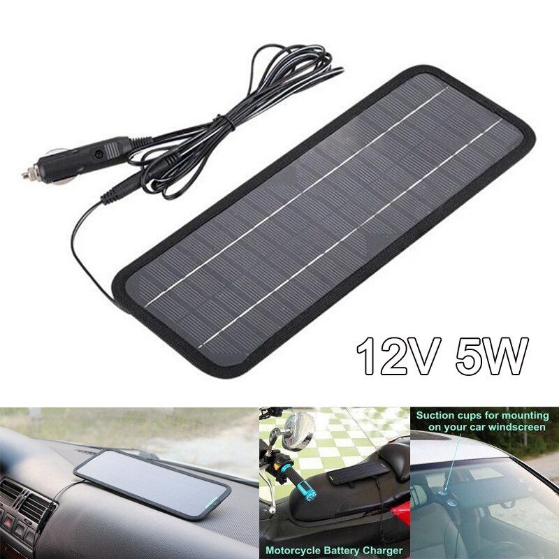 Panel Solar 12V 5W SISTEMA DE cargador de batería portátil mantenedor barco marino coche WWO66