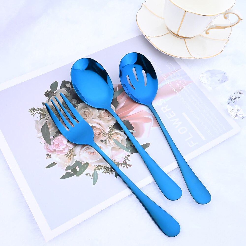 Western Stainless Steel Serving Spoon Restaurant Public Cutlery Soup Ladle Colander Fork Shovel Rainbow Distributing Spoons