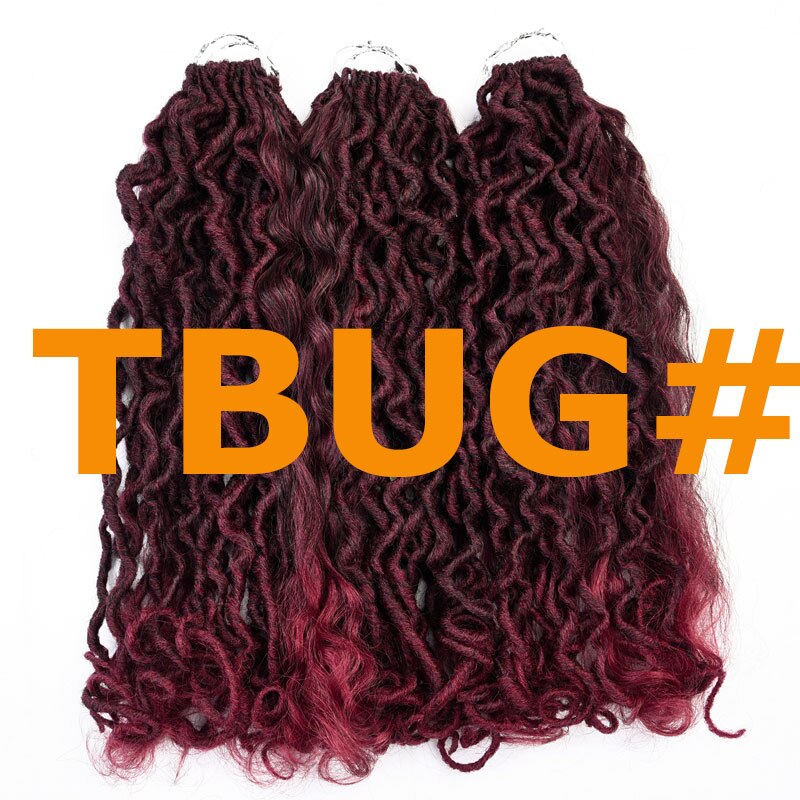18 inch Messy Goddess Faux Locs Hair Crochet Braids Bohemian Soft Synthetic Braiding Hair Extensions For Black Women: T1B/Burgundy / 1Pcs/Lot