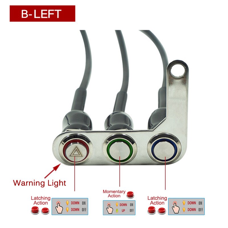 Interrupteur étanche à 3 boutons pour guidon de moto, interrupteur marche-arrêt, interrupteur étanche pour phare, klaxon et clignotant, LED
