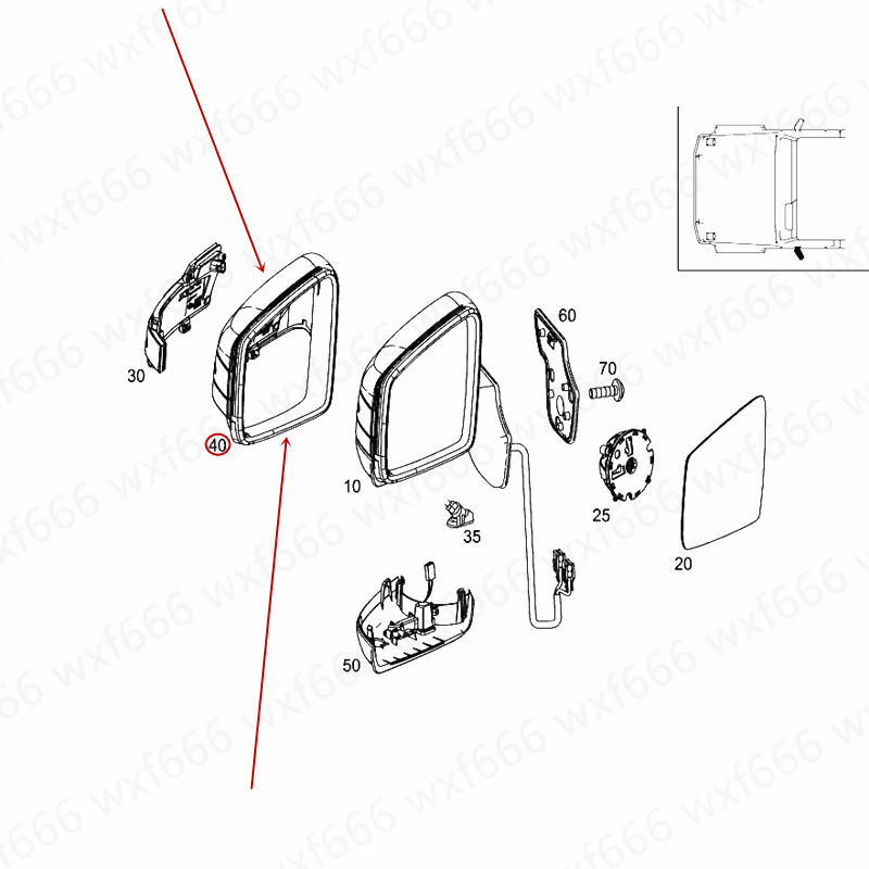 Rear view mirror housing Suitable for ML350mer ced es-be nzML500 Mirror trim Turning lamp housing Plastic shell Decorative frame