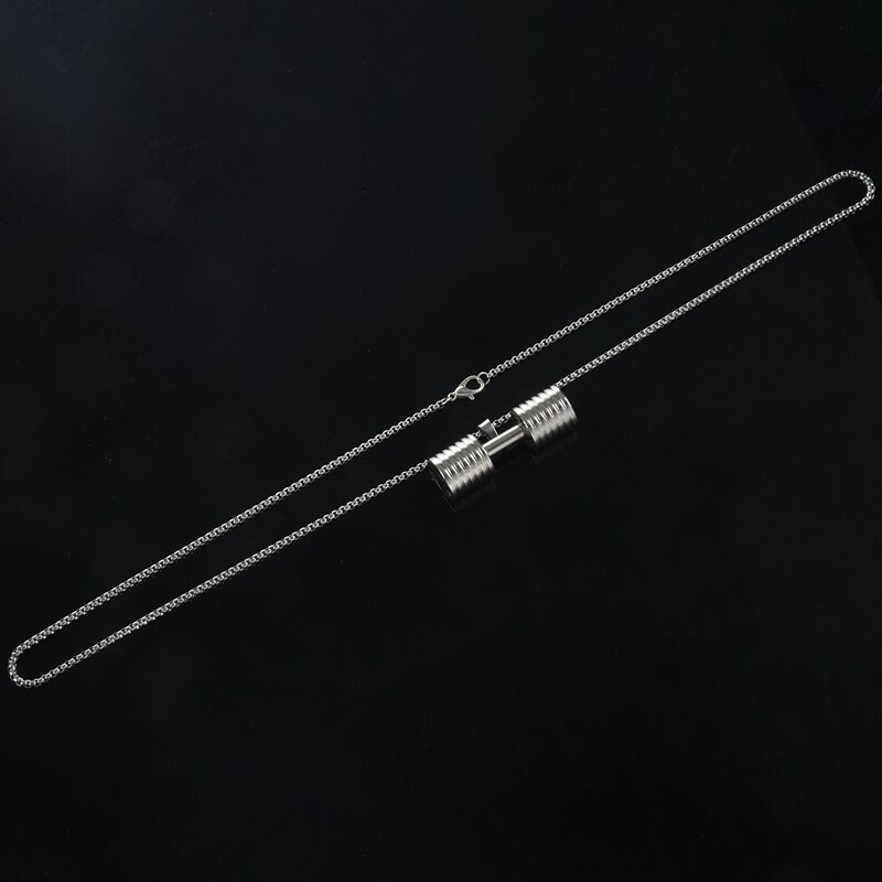 Hantelhänge bodybuilding fitness halsband stor storlek silver crossfit skivstång halsband fitness smycken rostfritt stål