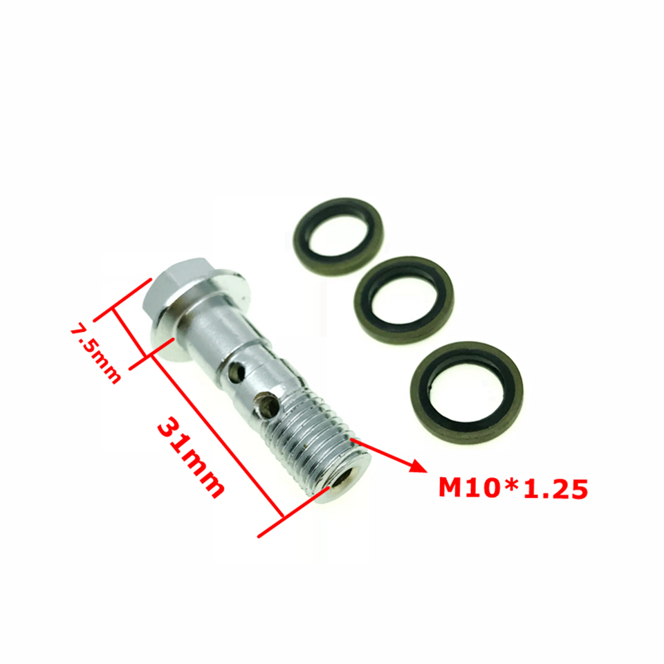 Tornillo de drenaje de aceite para motocicleta, pinza de freno, tornillo doble Banjo, pinza Master, M10x1.25, cromo