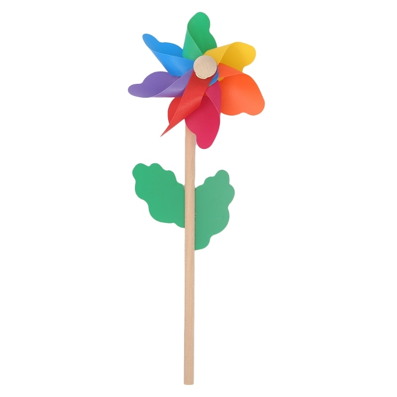 Træ vindmølle vind spinner pinwheels hjem haven have dekoration børn legetøj