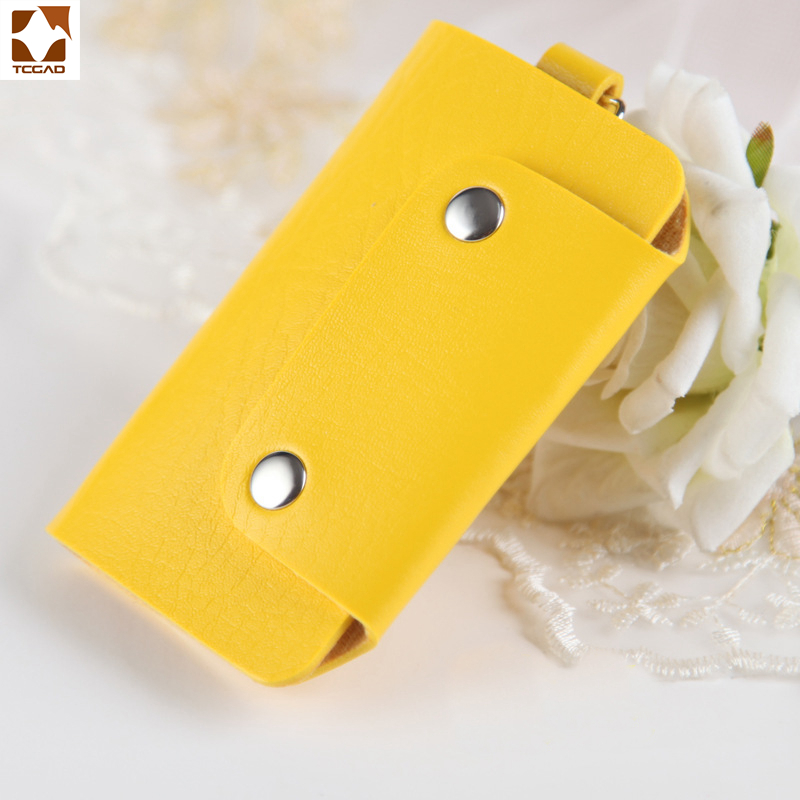 Tcgad hushållerska nyckelhållare bil nyckelring läder nyckelfodral plånbok funda para llaves omslag: Gul