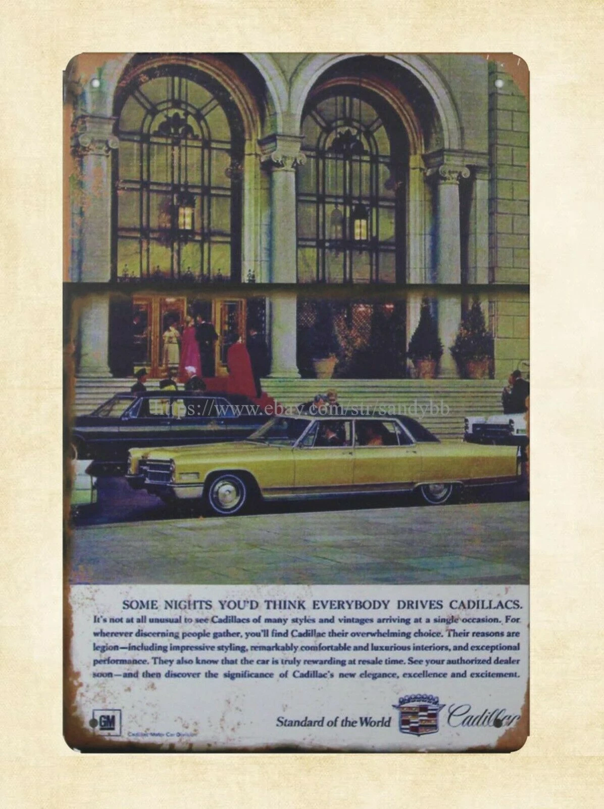 WallColor 8*12 Metal Sign 1970 Cadillac Coupe deVille Vintage Look: violet / 20x30cm