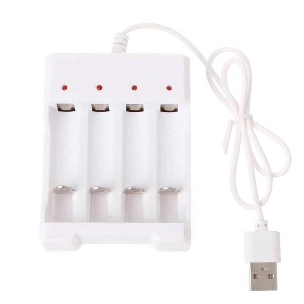 USB 4 Slots Fast Charging Battery Charger Short Circuit Protection AAA and AA Rechargeable Battery Station