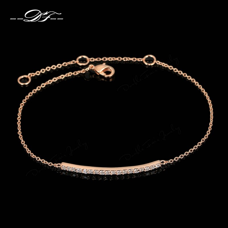 Zirconia cúbica Micro Pave pulseras y brazaletes de para mujer Color oro rosa cristal Zirconia cúbica joyas pulseras DWH126: Rose Gold Plated