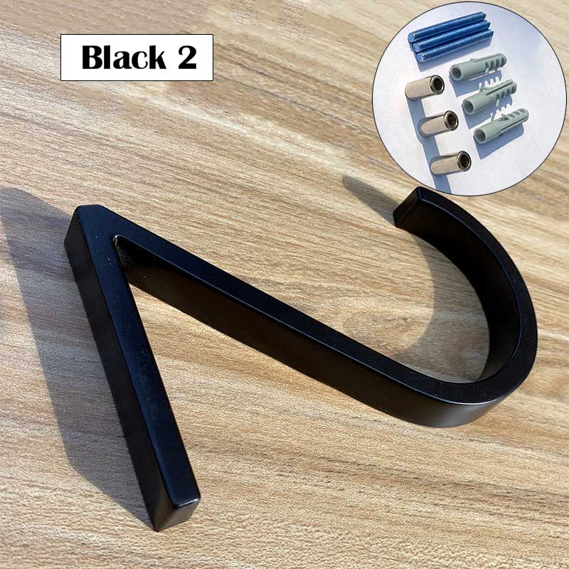 127mm Modern Floating House Number Metal Address Street Sign Plates Outdoor Black Door Plaque Numbers For Apartment Mailbox 0-9: Black 2