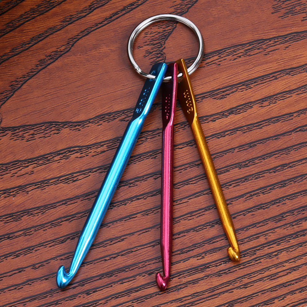 5Set 3 Stuks Haaknaalden Veelkleurige Mini Aluminium Sleutelhanger Haakhaken Diy Ambachten Gereedschap Breien Weven Haarnaalden