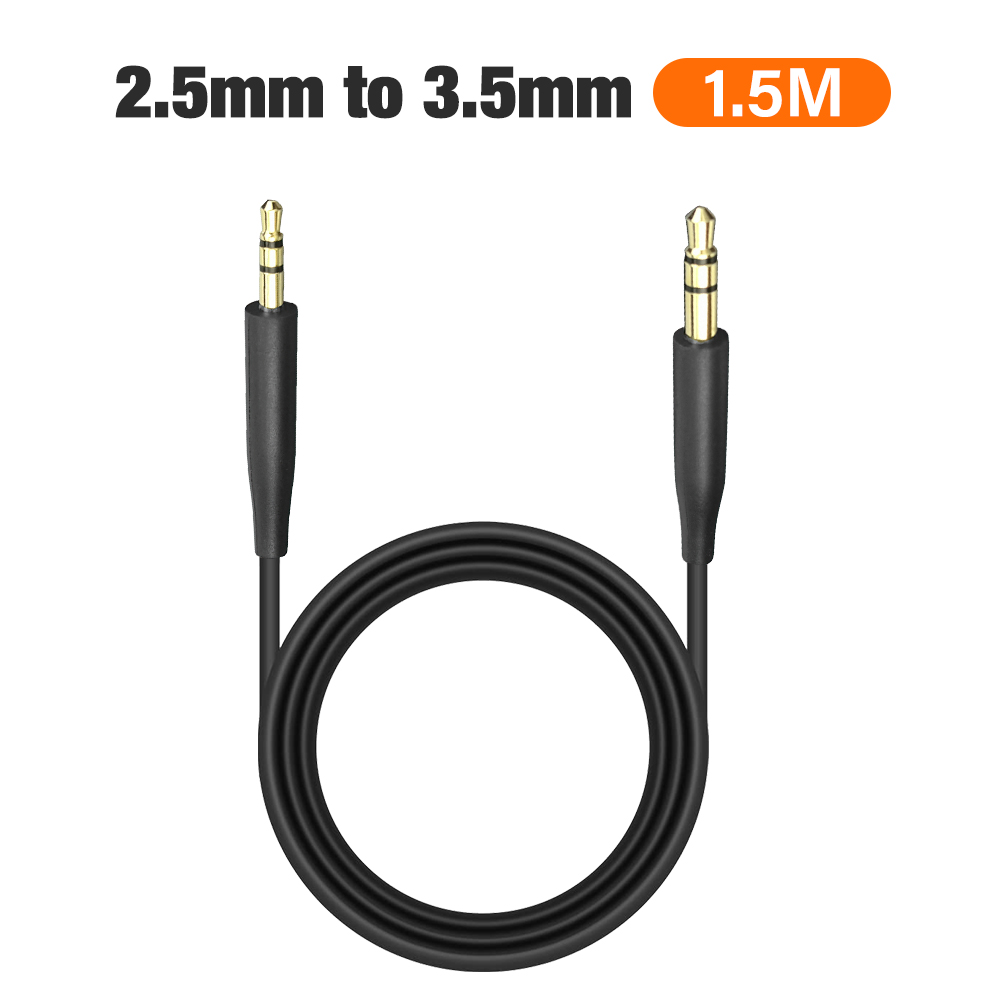 Cable de Audio HIFI Jack de 2,5mm a 3,5mm para Bose QC25 QC35 OE2 OE2I AE2 AE2i AKG JBL Cable de auriculares adaptador TRS enchufe Cable auxiliar 1,5 m: Negro