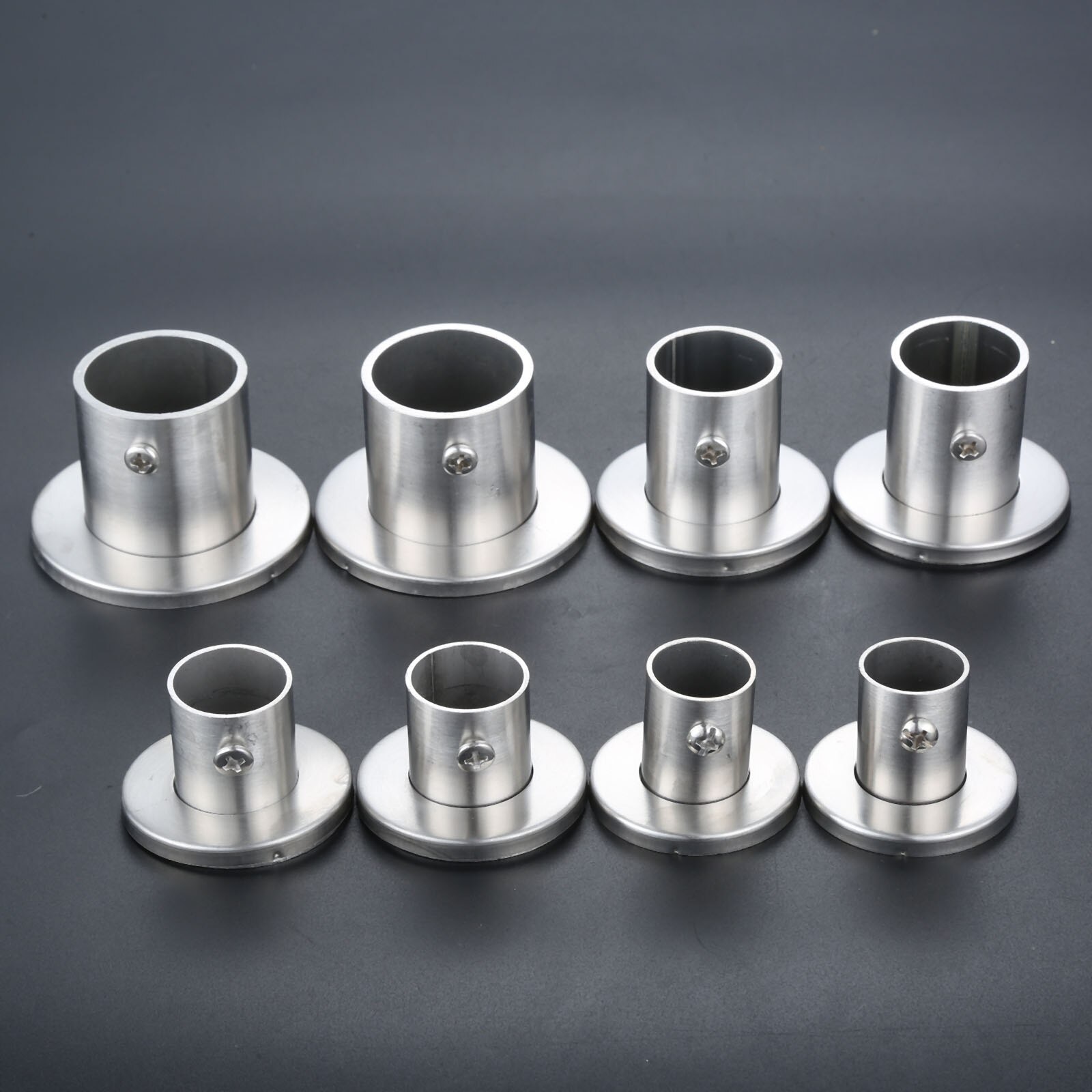 DRELD 2pcs Stainless Steel Wardrobe Closet Rod Flange Bracket Hanger Clothes Rod Seat Hanger Pipe Tube Holder 19/22/25/32mm