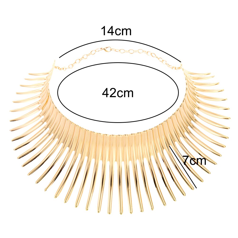 Women Strip Canine Shape Fringe Choker Statement Bib Necklace Jewelry Chic