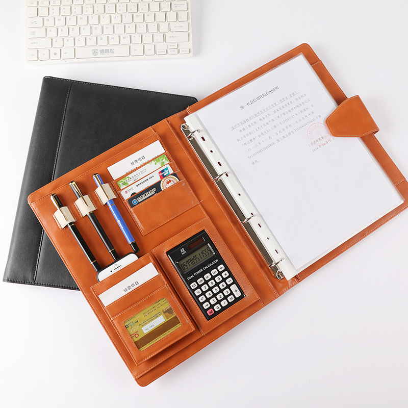Business Portfolio Padfolio A4 Leather Organizer 4 Ring Binder Padfolio For A4 Documents