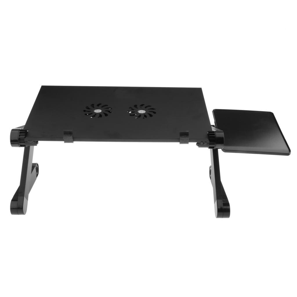 Justerbar bærbar sammenleggbar datamaskin laptop bord skrivebordstativ sengebrett stigerør bærbar pc bordholder holder sovesofa kjøling: Svart kjølevifte