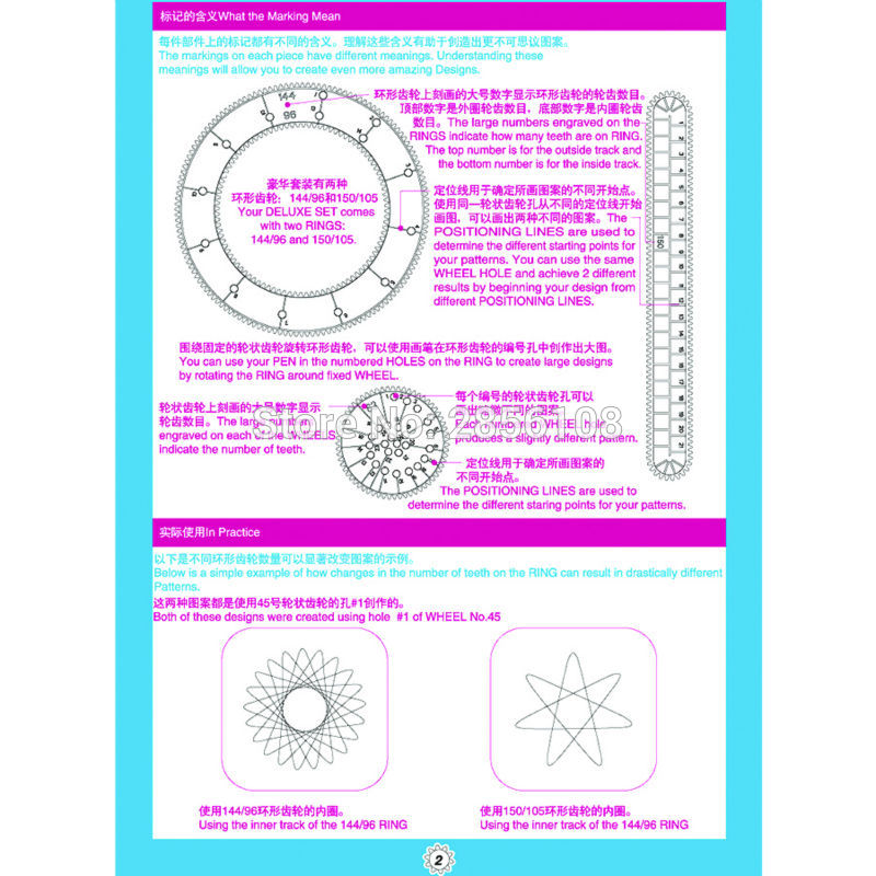 Spirograph Drawing toys set 22PCS Accessories With 3pcs Pens Interlocking Gears &amp; Wheels Drawing Kit Educational Toy