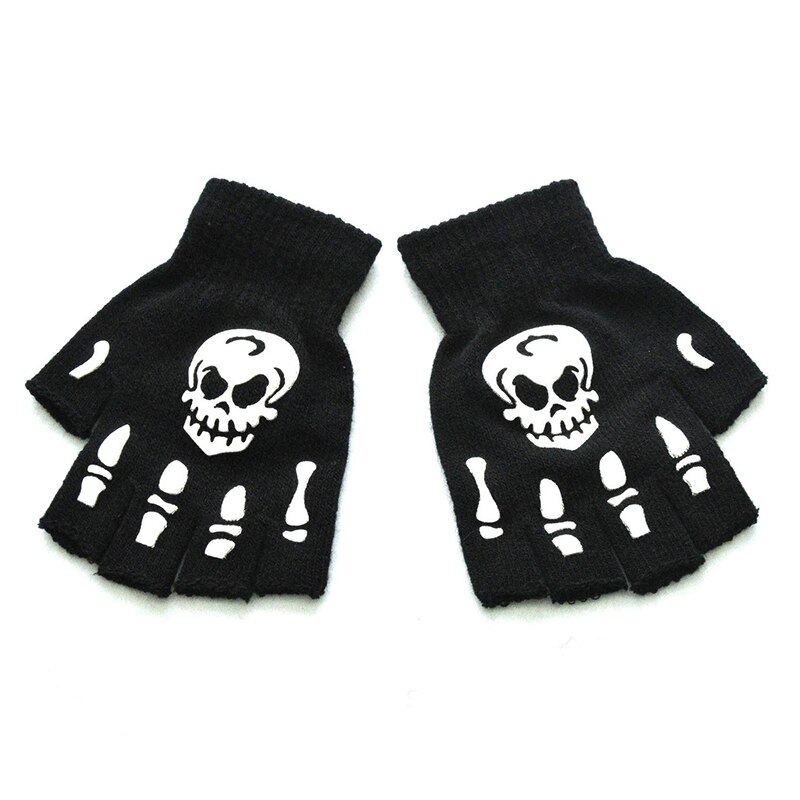Halloween-stijl handschoenen horror schedel klauw bot skelet halve handschoenen nieuwigheid unisex wanten handschoenen winter handwarmer: 02