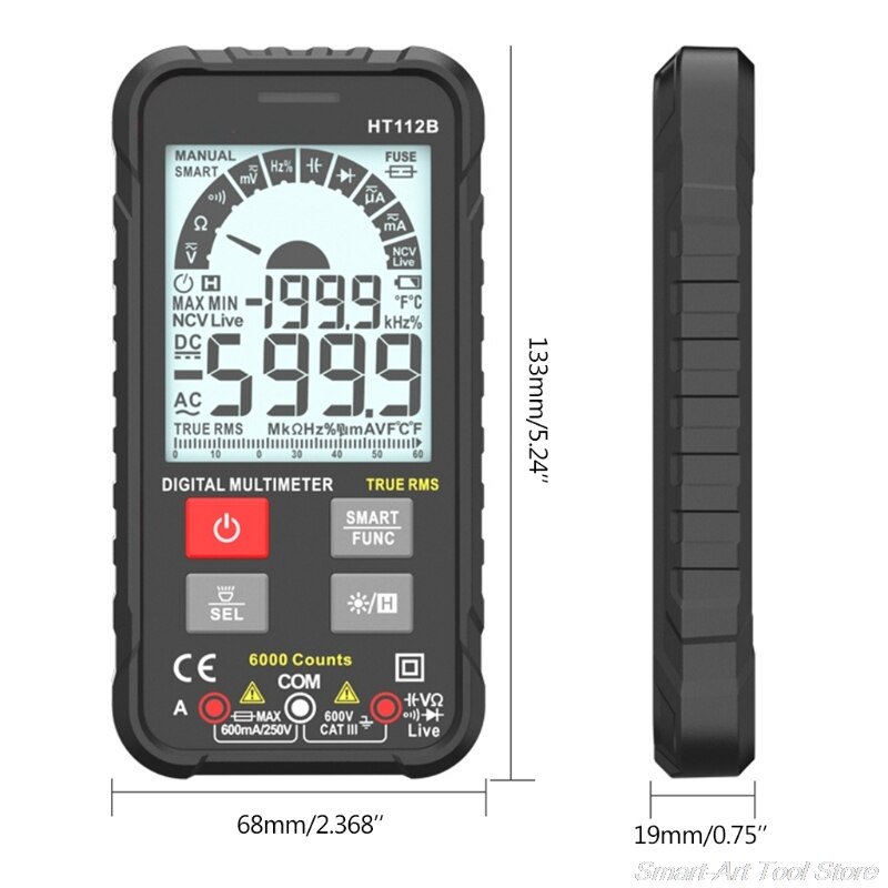 Digital Multimeter Auto 600V True Rms Battery Tester True RMS Capacitance Amp NCV Detector HT112B Advance Multimetro M09 21