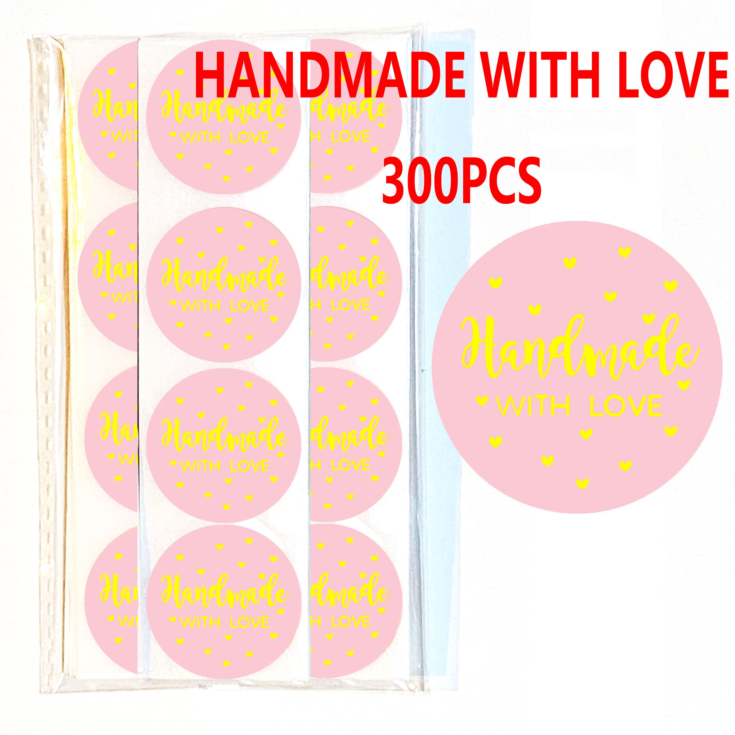500pcs Thank You Label Sticker Scrapbooking Handmade With Love Envelope Packaging Thank You For Your Order Stickers Business: 300pcs handmade