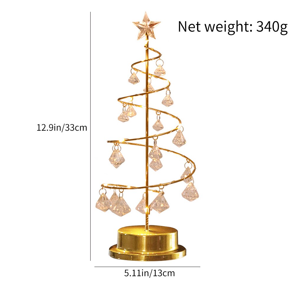Crystal Christmas Tree Led Lights Indoor Decoration Fairy Lights Bedroom Night Light String Light Desk Table Lamp Year Decor