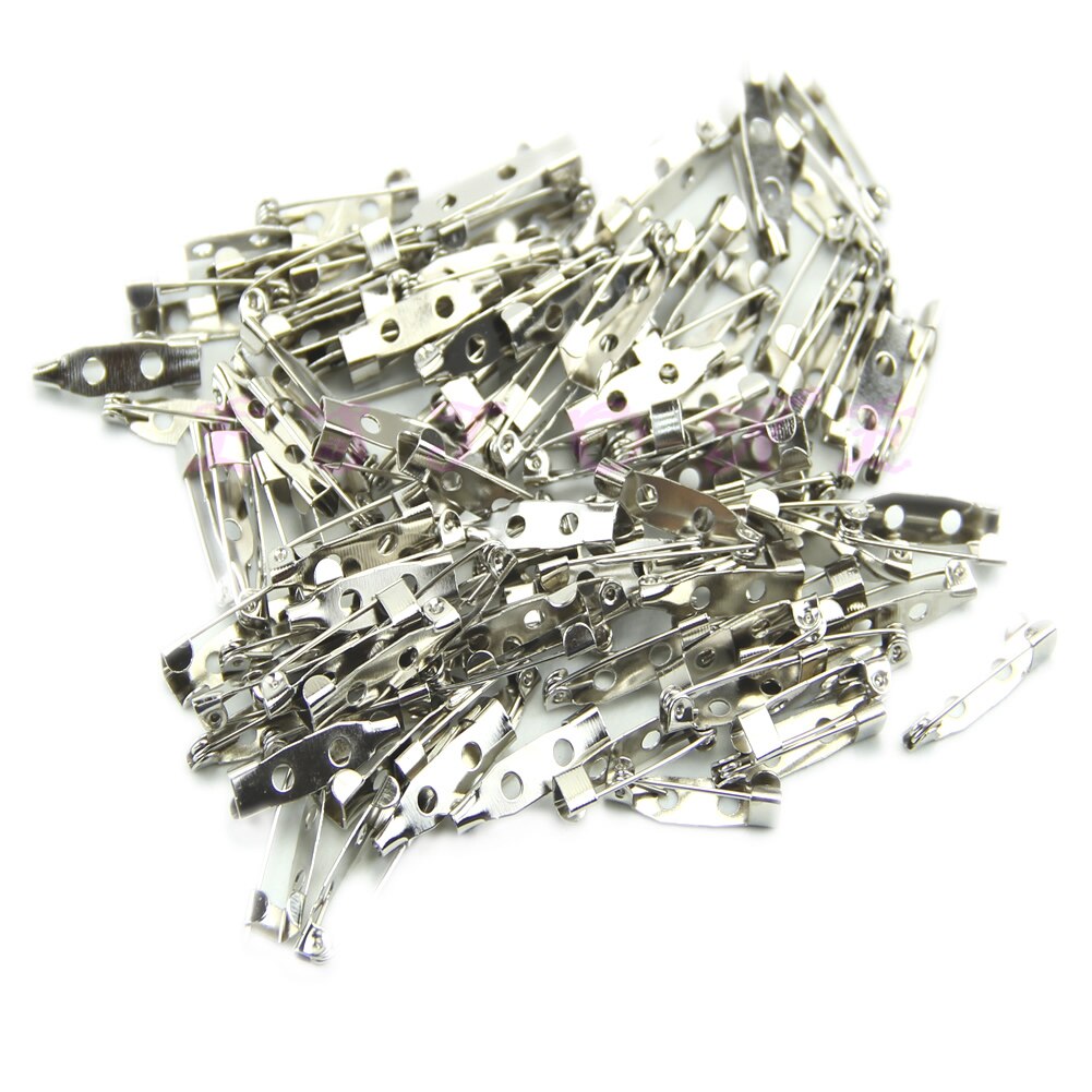 100 Stuks Veiligheid Broche Catch Bar Borgpennen Terug Base Bevindingen Diy Craft 20Mm