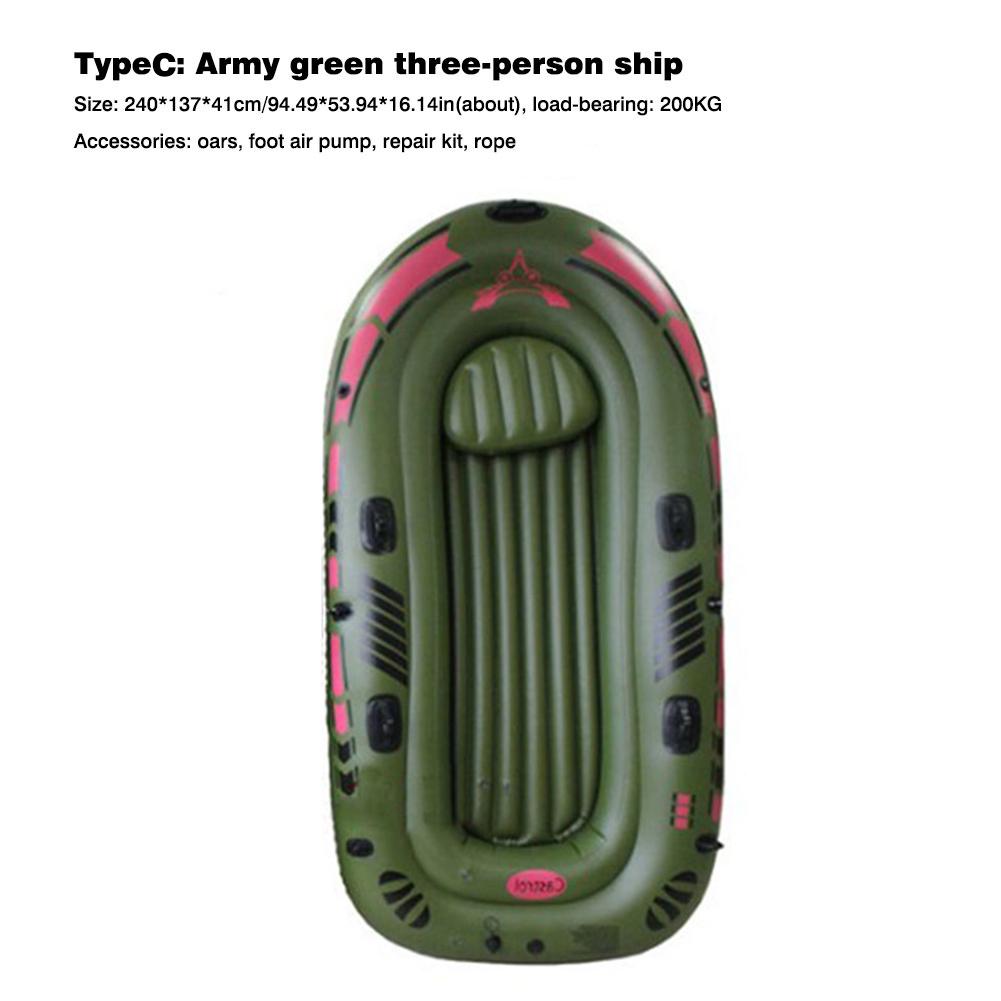 1/2/3 Person Inflatable Boat Kayaking Canoe PVC Blow Up Raft Set With Oars And Foot Pump Fishing Drifting Rafting Boat: 3person 240x137cm