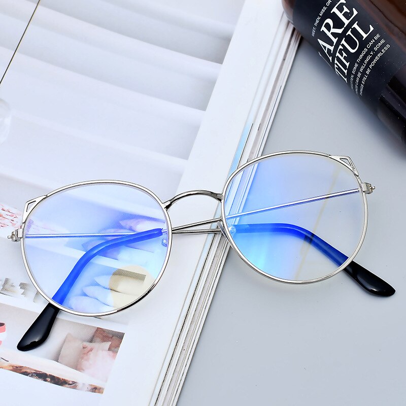 Computer Glasses Anti Blue Ray Glasses Blue Light Blocking Glasses Optical Eye Spectacle UV Blocking Gaming Filter Round Glasses: silver